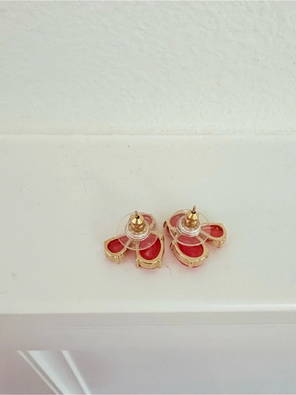 Kate Spade New York Rare Flowers Triple Stone Stud Earrings Orange Coral Elegant